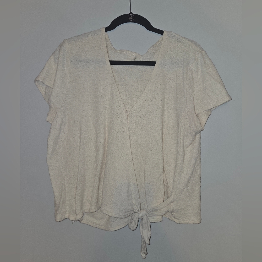 Madewell Cream Tie-Front V-Neck Blouse